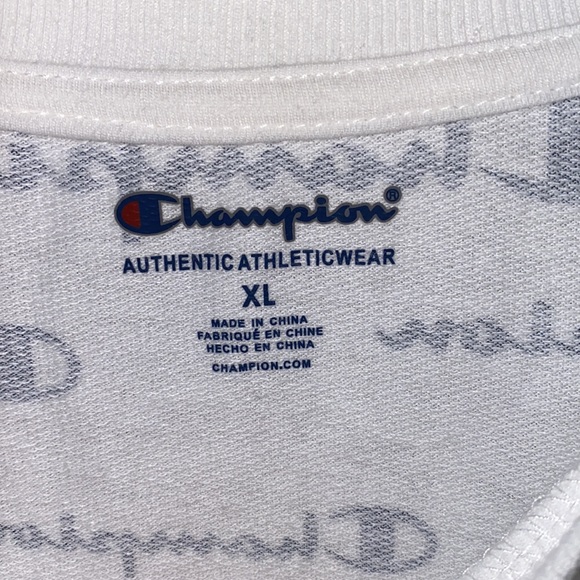 Champion XL White Sweatshirt Long Sleeve Logo Print - Picture 2 of 14